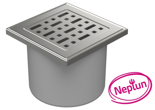Podlahová vpusť přímá D110, NEPTUN, nerez rámeček, mřížka FACE