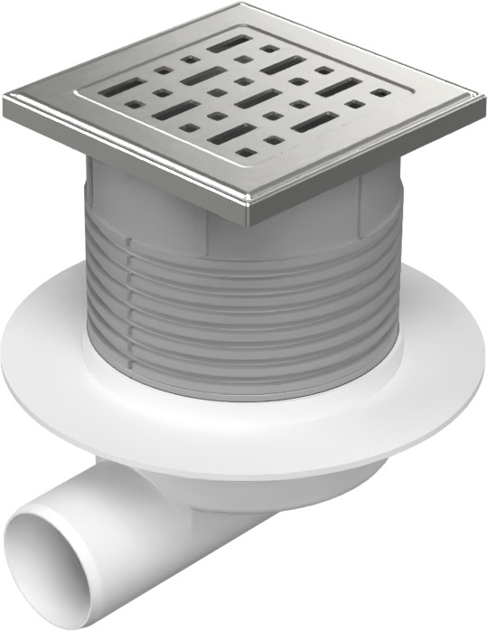 Podlahová vpusť boční D50, NEPTUN, límec, nerez rámeček, mřížka FACE 125/1,5 mm