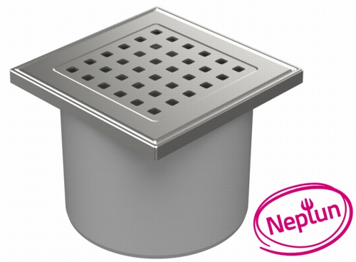 Podlahová vpusť přímá D110, NEPTUN, nerez rámeček, mřížka GATE