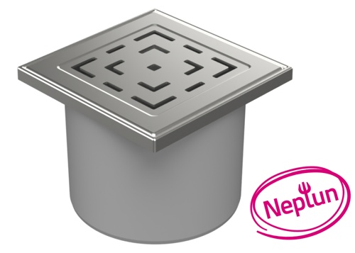 Podlahová vpusť přímá D110, NEPTUN, mřížka LABYRINTH