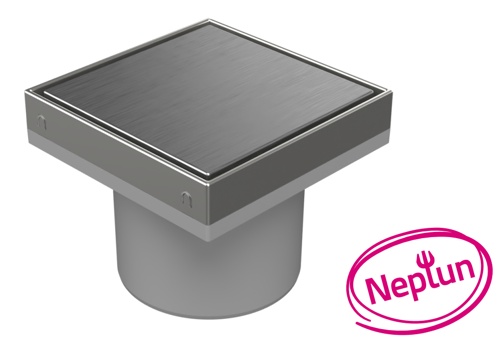 Podlahová vpusť přímá D110, NEPTUN, nerez rámeček, mřížka STEEL 150