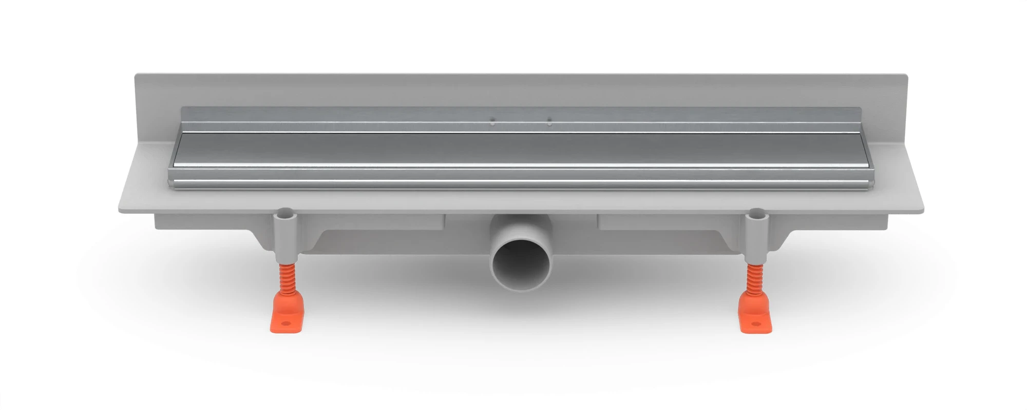 Lineární plastový žlab ke stěně 350 mm, boční D40, nerezový rámeček, mřížka KLASIK/FLOOR lesk