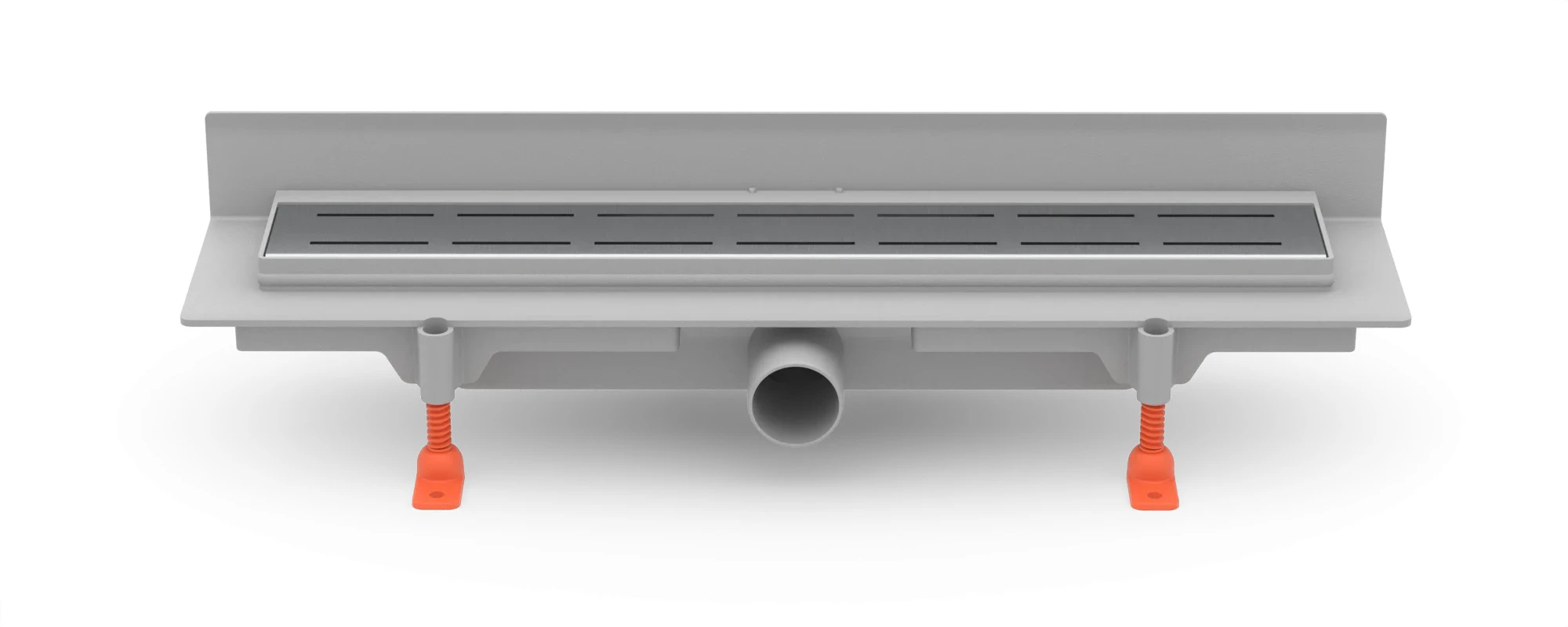 Lineární plastový žlab ke stěně 350 mm, boční D40, plastový rámeček, mřížka LINE mat