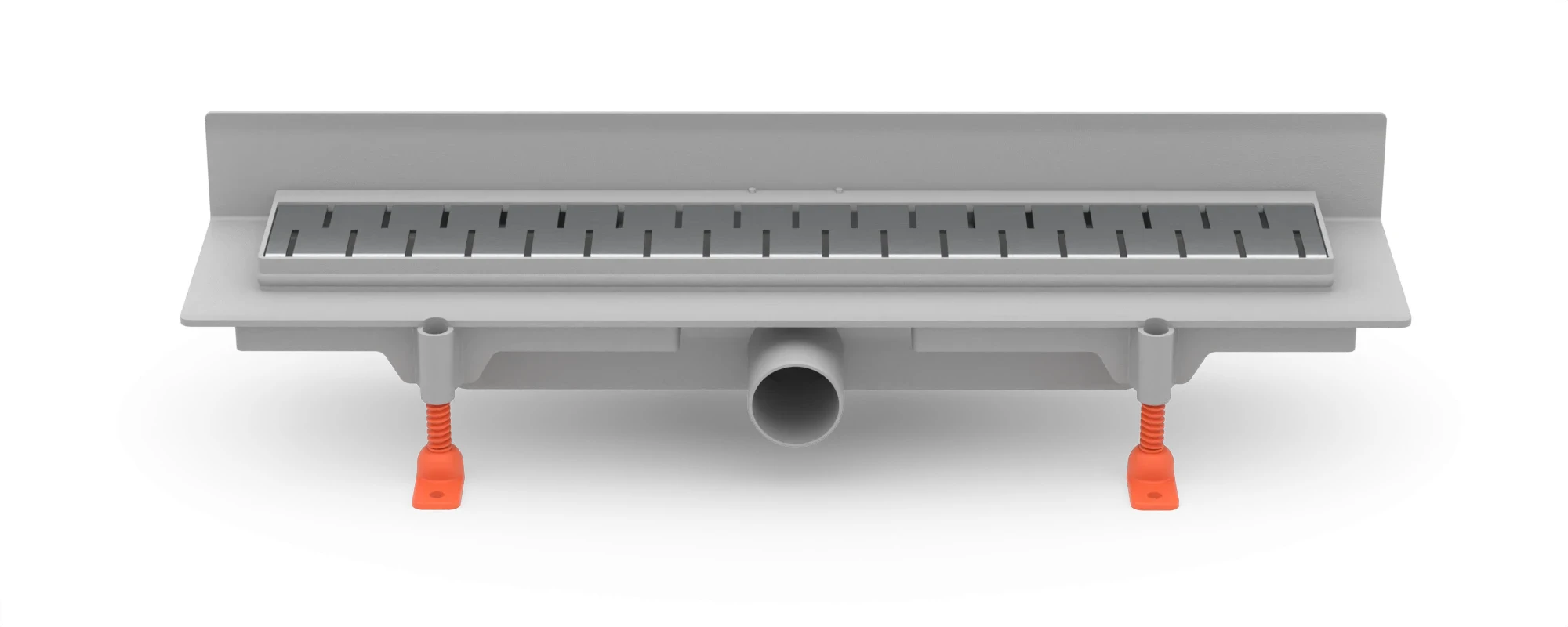 Lineární plastový žlab ke stěně 350 mm, boční D40, plastový rámeček, mřížka MEDIUM mat