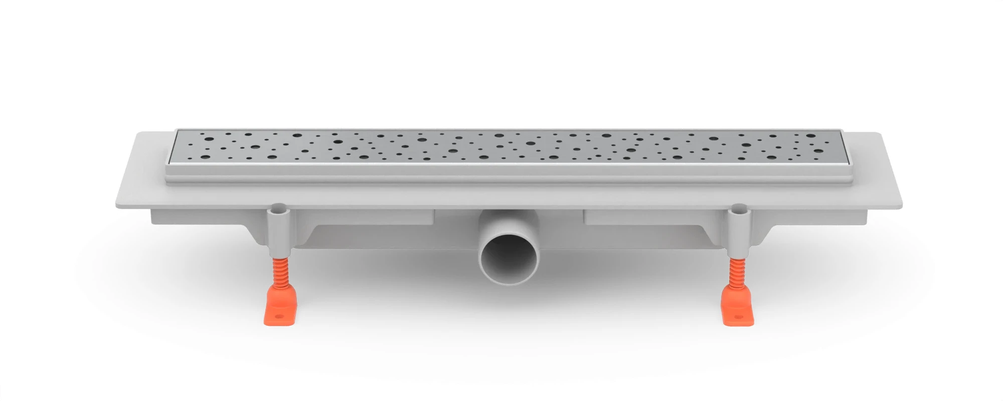 Lineární plastový žlab 550 mm, boční D40, plastový rámeček, mřížka DROPS mat