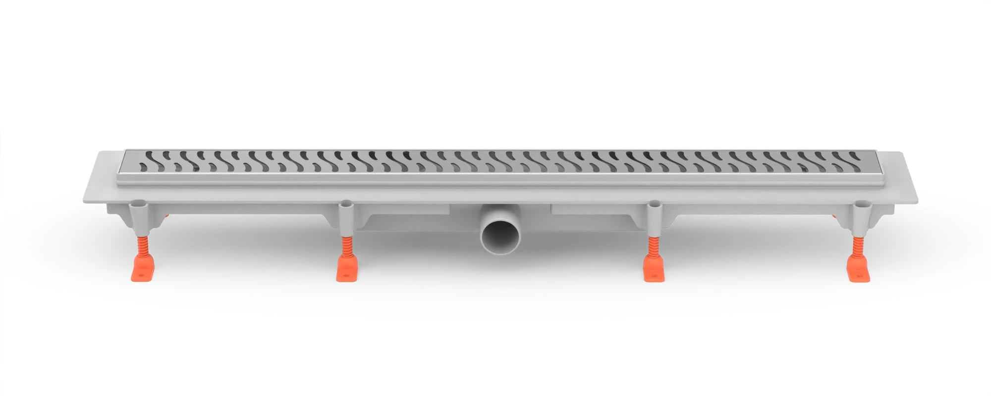 Lineární plastový žlab 650 mm, boční D40, plastový rámeček, mřížka HARMONY lesk