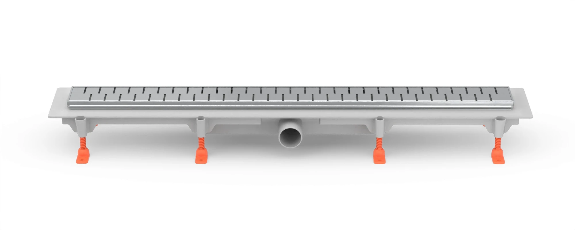 Lineární plastový žlab 650 mm, boční D40, nerezový rámeček, mřížka MEDIUM mat