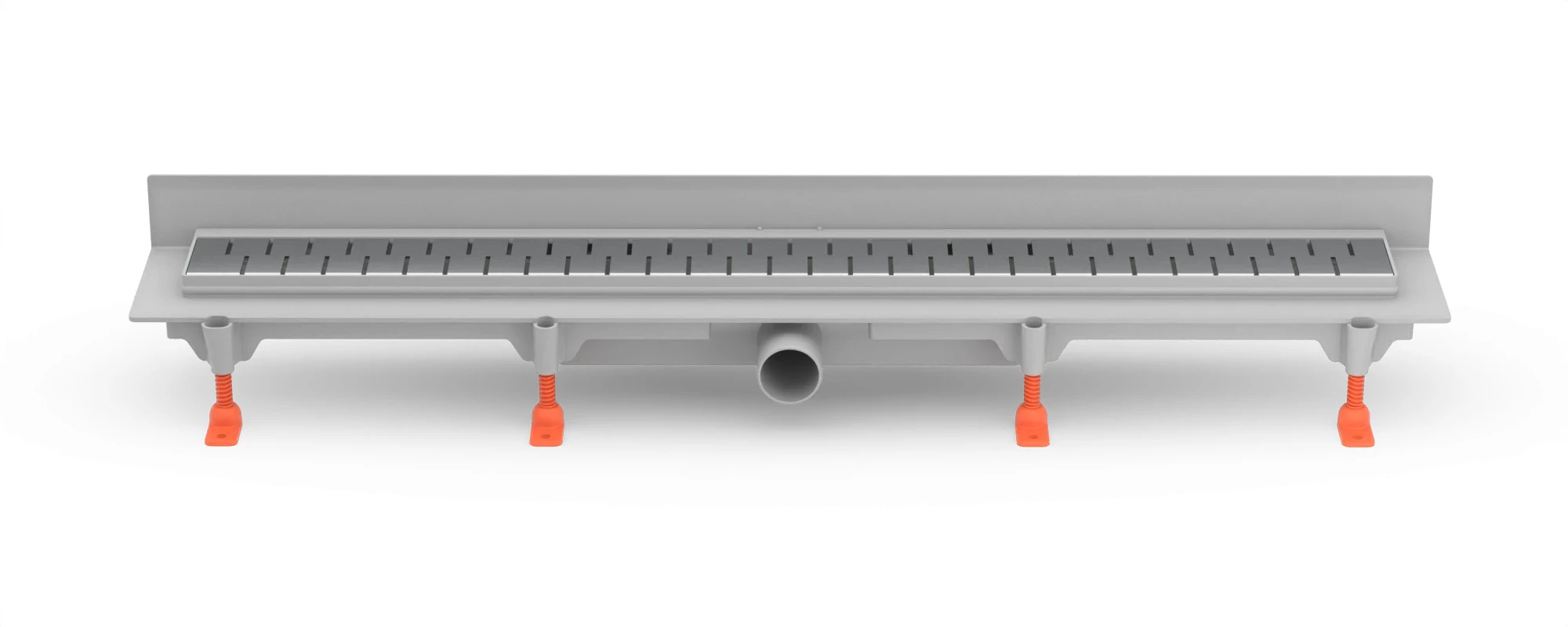 Lineární plastový žlab ke stěně 850 mm, boční D40, plastový rámeček, mřížka MEDIUM lesk