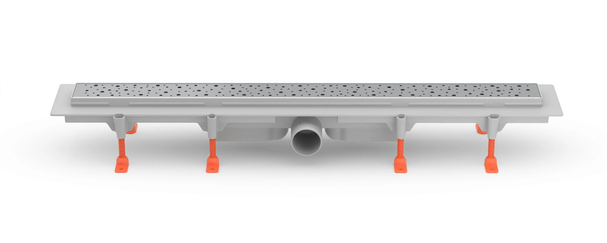 Lineární plastový žlab 950 mm, boční D50, plastový rámeček, mřížka DROPS mat